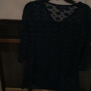 Teal crocheted tunic